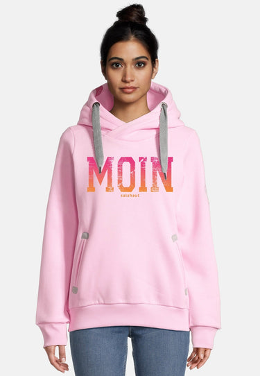 salzhaut - SÜNN - MOIN FARBVERLAUF Damen Tailliert - Damen - Frontprint - Kapuzenpulli - 16 - #farbe_ros-neon-orange-neon-pink