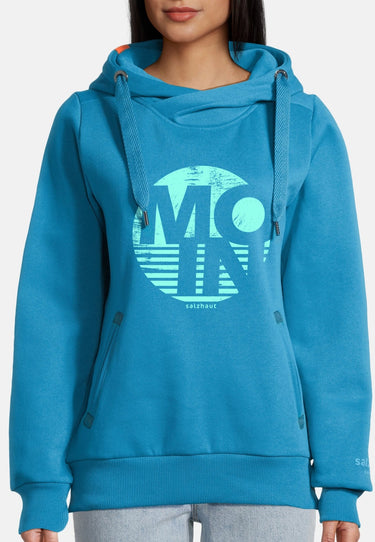 salzhaut - SÜNN - MOIN RUND Damen Leicht tailliert - Damen - Frontprint - Hoodie - 3 - #farbe_fjord-yucca