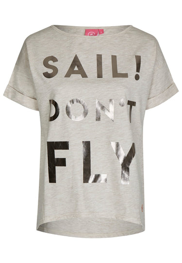 Salzhaut - Sweat - Sail don’t fly Damen normale Passform - Frontprint - Rundhals - T-Shirt - 1 - #farbe_ecru-melange
