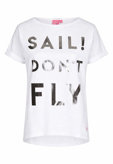 Salzhaut - Sweat - Sail don’t fly Damen normale Passform - Frontprint - Rundhals - T-Shirt - 3 - #farbe_white