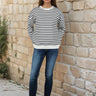 salzhaut - TAIER Damen Pullover Relaxed-Fit - adenauer & co - Anker - Basic - 1 - #farbe_Navy-Offwhite