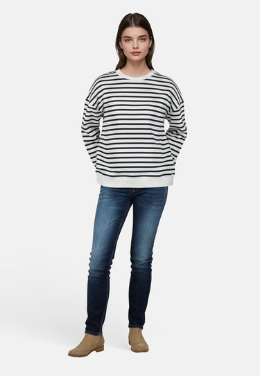 salzhaut - TAIER Damen Relaxed-Fit - Damen - Longsleeve - Pullover - 1 - #farbe_navy-offwhite