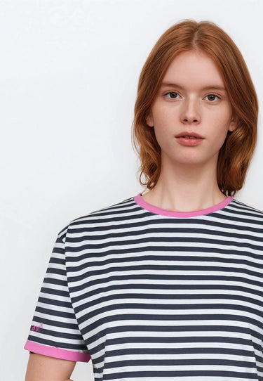 salzhaut - UCK Damen Relaxed-Fit - Bluse - Polo-Shirt - Rundhals - 3 - #farbe_navy-offwhite