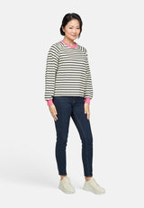 Salzhaut - UNSEBULK Damen Gerade - Hoodie - Langarmshirt - Pullover - 5 - #farbe_navy-offwhite