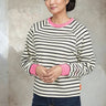 Salzhaut - UNSEBULK Damen Gerade - Hoodie - Langarmshirt - Pullover - 1 - #farbe_navy-offwhite