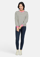 Salzhaut - UNSEBULK Damen Gerade - Hoodie - Langarmshirt - Pullover - 3 - #farbe_navy-offwhite