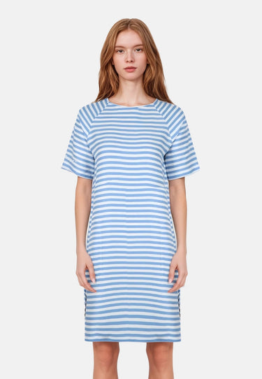 salzhaut - UPHEBEN - STRIPES Damen Regular Fit - Hamburg - Kleid - Ringelkleid - 1 - #farbe_offwhite-ice-blue