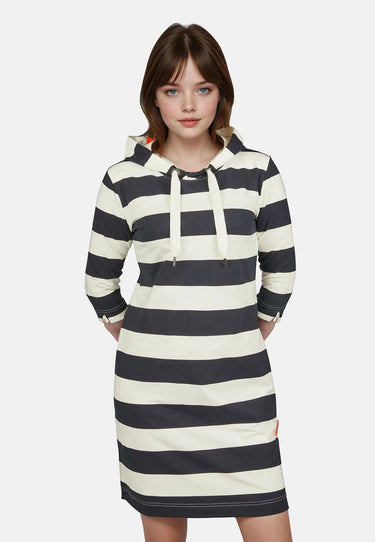 salzhaut - USE Damen Tailliert - Damen - Hoodiekleid - Kleid - 3 - #farbe_navy-offwhite