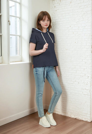 salzhaut - UTFLOG Damen Relaxed - Fit - Bluse - Polo - Shirt - T-Shirt - 5 - #farbe_navy