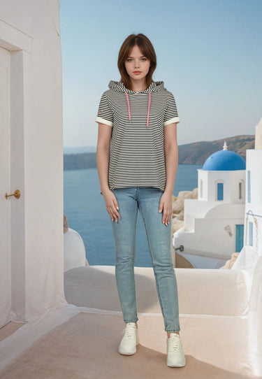 salzhaut - UTKLEIEN Damen Gerade - All-over-Print - Bluse - Polo-Shirt - 1 - #farbe_navy-offwhite