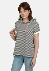 Salzhaut - UTKLEIEN Damen Gerade - All-over-Print - Bluse - Polo-Shirt - 3 - #farbe_navy-offwhite