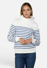Salzhaut - VASEN Damen Relaxed-Fit - baumwollpullover - damenpullover - freizeitpullover - 3 - #farbe_navy-offwhite