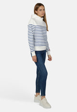 Salzhaut - VASEN Damen Relaxed-Fit - baumwollpullover - damenpullover - freizeitpullover - 5 - #farbe_navy-offwhite