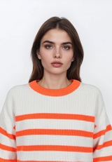 Salzhaut - VERBAAST Damen Relaxed-Fit - Hoodie - Langarmshirt - Longsleeve - 3 - #farbe_fiery-coral-offwhite