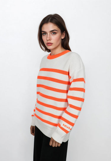 salzhaut - VERBAAST Damen Relaxed-Fit - Hoodie - Langarmshirt - Longsleeve - 5 - #farbe_fiery-coral-offwhite
