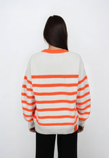 Salzhaut - VERBAAST Damen Relaxed-Fit - Hoodie - Langarmshirt - Longsleeve - 4 - #farbe_fiery-coral-offwhite