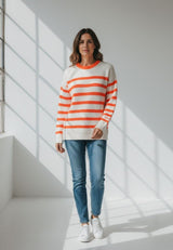 salzhaut - VERBAAST Damen Relaxed - Fit - adenauer & co - Anker - Basic - 1 - #farbe_Fiery Coral - Offwhite