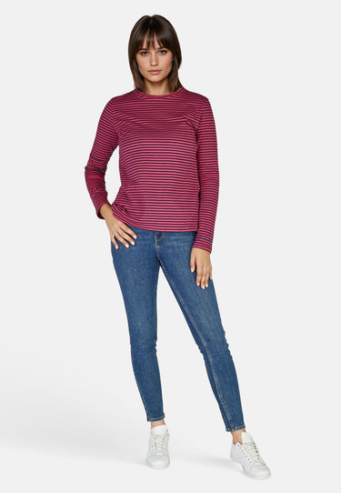 salzhaut - VOSS Damen normale Passform, Relaxed-Fit - Langarmshirt - Longsleeve - Pullover - 1 - #farbe_navy-beetroot
