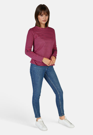 salzhaut - VOSS Damen normale Passform, Relaxed-Fit - Langarmshirt - Longsleeve - Pullover - 5 - #farbe_navy-beetroot