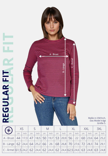 salzhaut - VOSS Damen normale Passform, Relaxed-Fit - Langarmshirt - Longsleeve - Pullover - 6 - #farbe_navy-beetroot