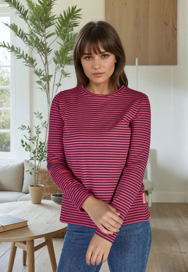 salzhaut - VOSS Damen normale Passform, Relaxed-Fit - Langarmshirt - Longsleeve - Pullover - 3 - #farbe_navy-beetroot