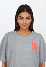 Salzhaut - WEVEN Damen Relaxed-Fit - Damen - Dreieckstuch - Frontprint - 10 - #farbe_grey-melange